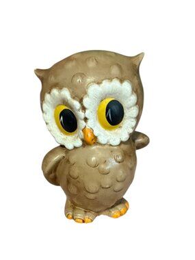 Vintage 1960s Japan Ceramic Owl Figurine Big Eyes Josef Originals Style Hand Pai